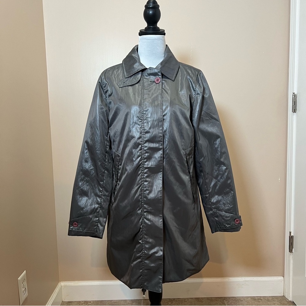 Contessa Collection Women's Casual Trendy Zip & Button Up Gray Coat. Size 8